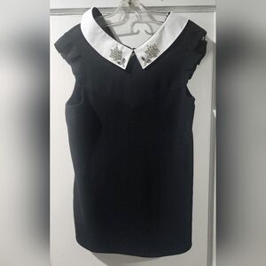 Monteau Black Blouse with White Collar